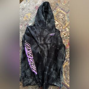 Santa Cruz black and grey tie dye pullover hoodie